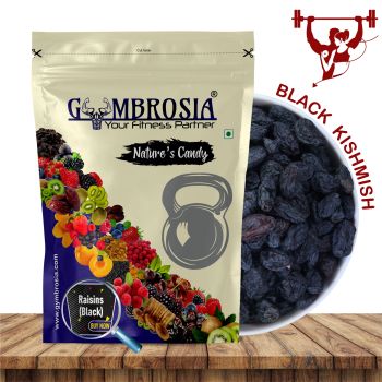 A bag of black raisins, also known as Kishmish.