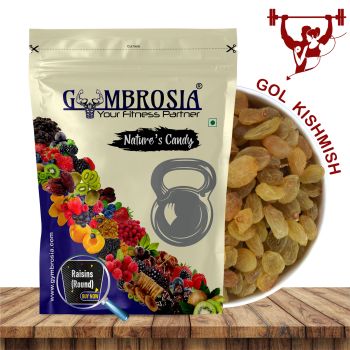 A small pack of golden raisins, also known as Gol Kishmish.