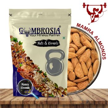 A bag of premium Mamra Almonds.