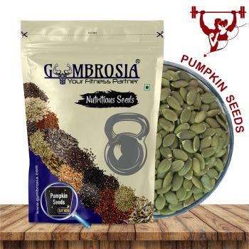 A package of raw Pumpkin Seeds, also known as Kaddu, ready for consumption or cooking.