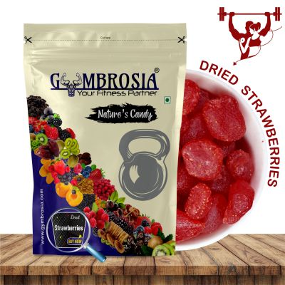 A bag of dried strawberries.